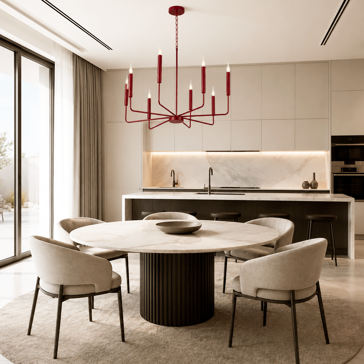 Люстра підвісна винна на 8 ламп у вигляді свічок D-90 cm 8xE14 Wine Candelabr 260777-100008456