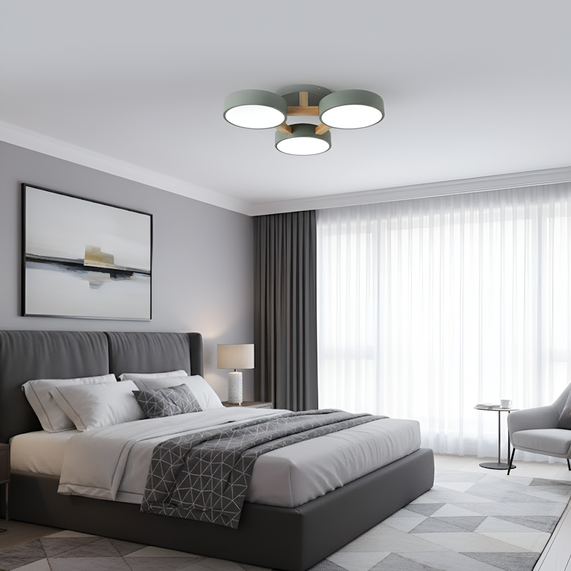 Люстра стельова світлодіодна зелений / білий / сірий з дерева Green / White / Grey Wooden 3 230758-100002389