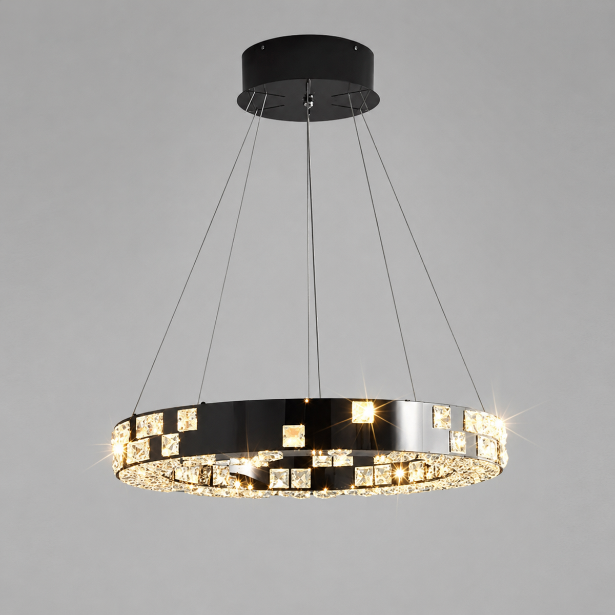 Люстра підвісна хромова здекоративними вставками кристалами D-60 cm Led 70W Chrome Crystal Lattice 260822-100008751