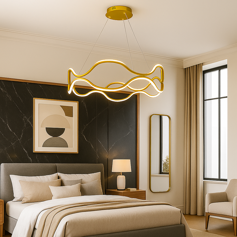 Люстра золота підвісна світлодіодна D-60 cm Led 105W Wave Gold 251188-100006583