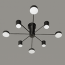 Люстра чорна металева Н-20 см Led W-65/85 см 4000К Black + White Satellite ray 6/8 240258-100003076