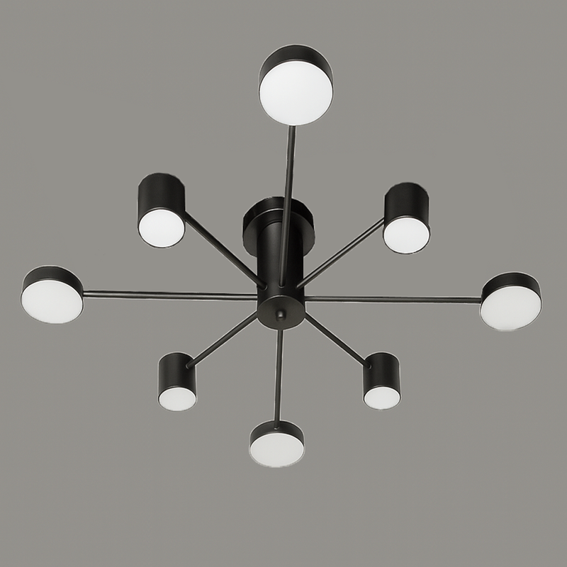 Люстра чорна металева Н-20 см Led W-65/85 см 4000К Black + White Satellite ray 6/8 240258-100003076