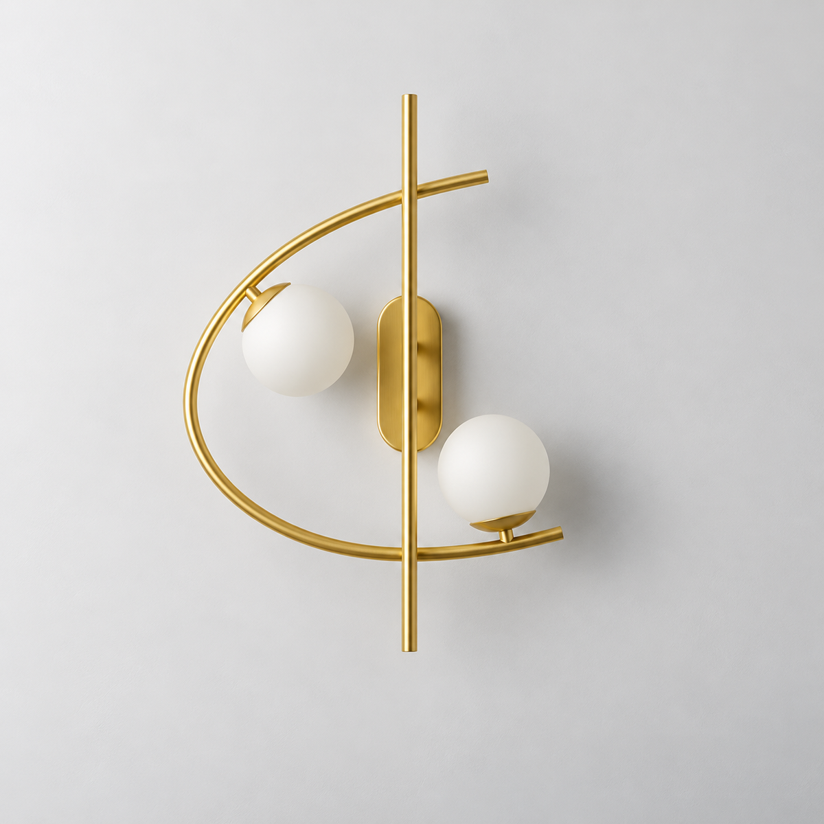 Настінний світильник золотий з білимим кулями H- 48 cm G9x2 Left / Right Gold + White Half Moon 220819-100000962