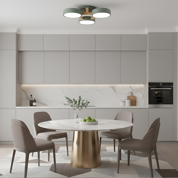 Люстра стельова світлодіодна зелений / білий / сірий з дерева Green / White / Grey Wooden 3 230758-100002389