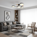 Люстра сіра / біла з дерева D-66 cm на 4 лампи 4100К White/Grey Wooden Ceiling 230958-100002587