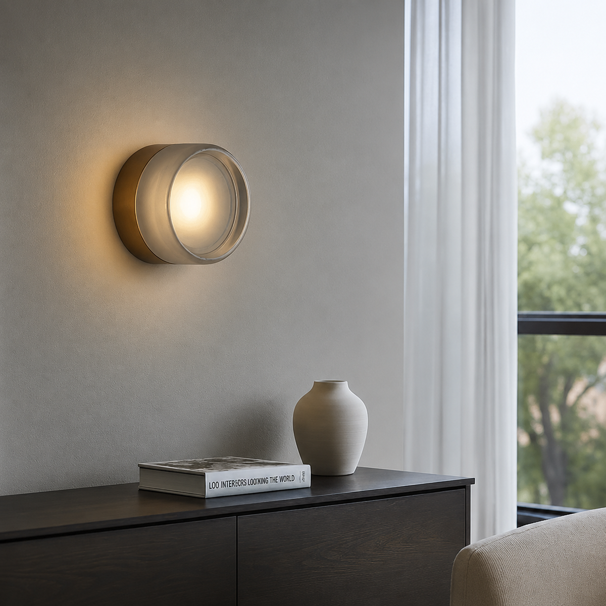 Настінний світильник IP54 D-14 cm Led 5W 4000K Gold+Clear Lori 251036-100006258