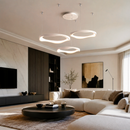Люстра підвісна біла з пультом та димуванням D-42+52+62 cm Led 200W Wavy ring White 260335-100007671