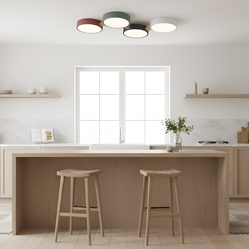 Люстра з дерева сірий, білий, зелений, рожевий L-87 cm W-47 cm Led 4100K 48W Wooden Green forest New 230958-100002588