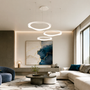 Люстра підвісна біла з пультом та димуванням D-42+52+62 cm Led 200W Wavy ring White 260335-100007671