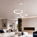 Люстра підвісна біла з пультом та димуванням D-42+52+62 cm Led 200W Wavy ring White 260335-100007671