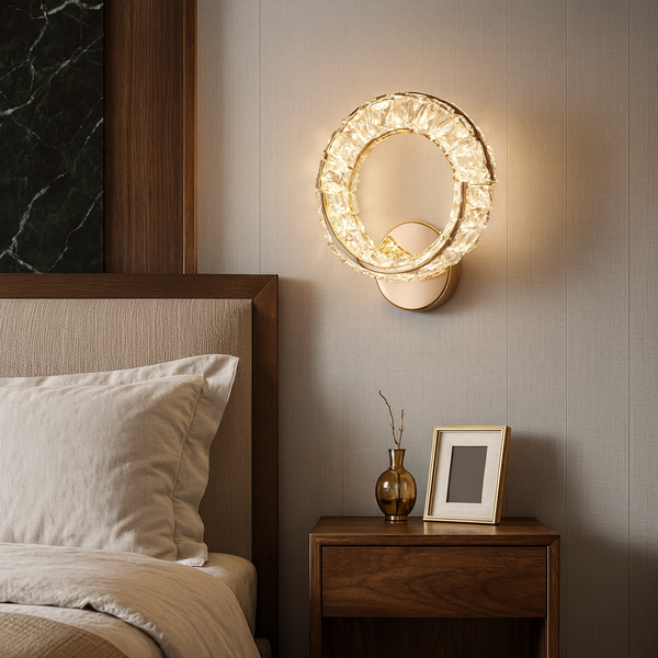 Настінний світильник золотий з кришталевим плафоном D-26 cm Led 43W Gold Crystal Shine wall lamp 251176-100006662