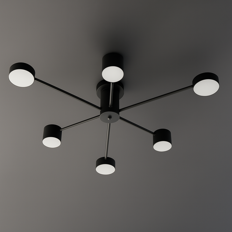 Люстра чорна металева Н-20 см Led W-65/85 см 4000К Black + White Satellite ray 6/8 240258-100003076