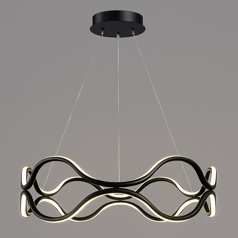 Люстра чорна підвісна світлодіодна D-60 cm Led 105W Wave Black 251188-100006584