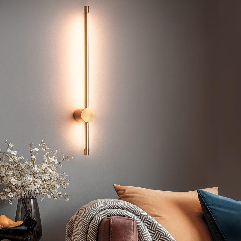 Світильник настінний золотий H-60cm / 90 cm / 125 cm Led 7W / 9W / 12W Gold Pipe Line 251036-100006397