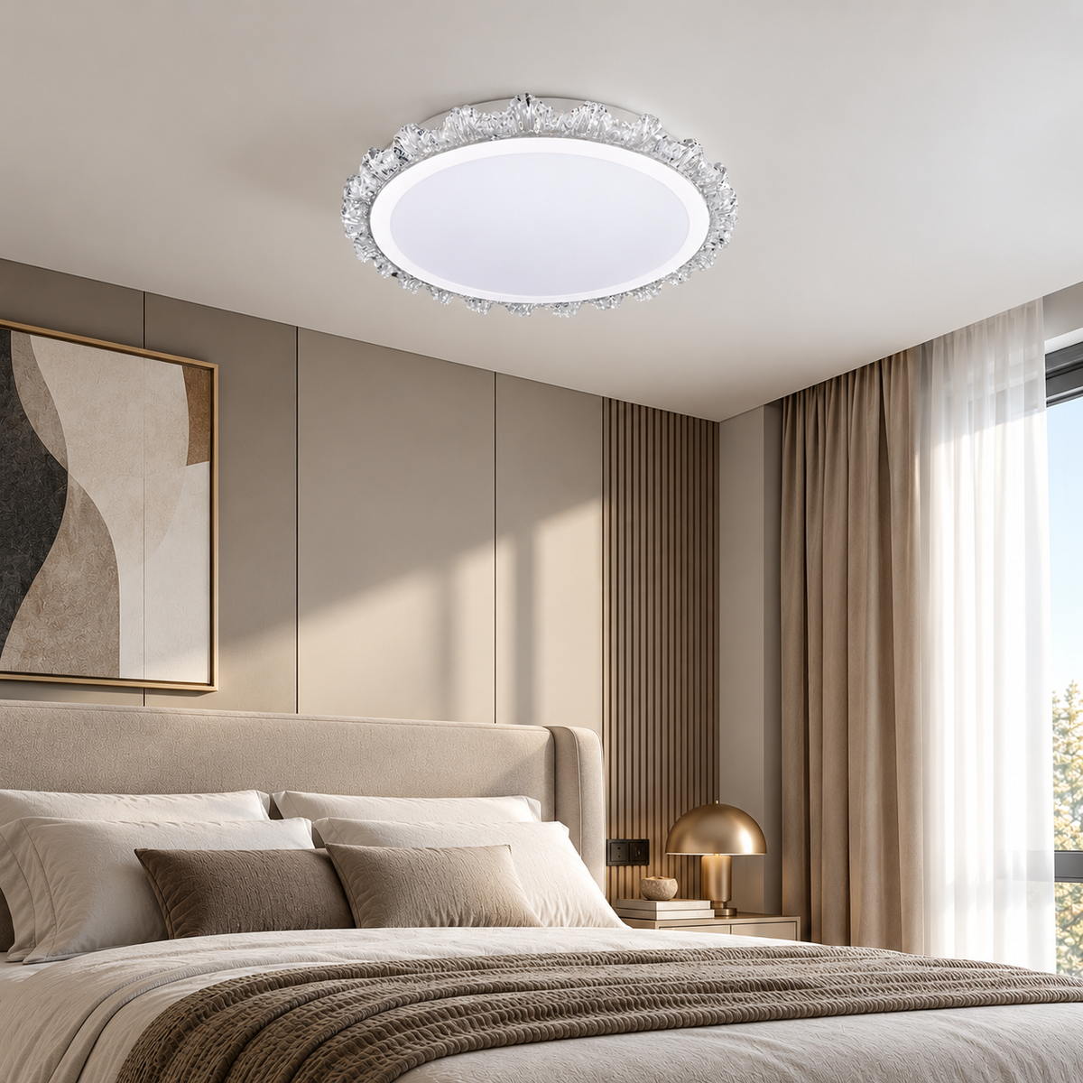 Люстра стельова біла з акриловим декором D-50 cm Led 54W White Silvia 260931-100008955