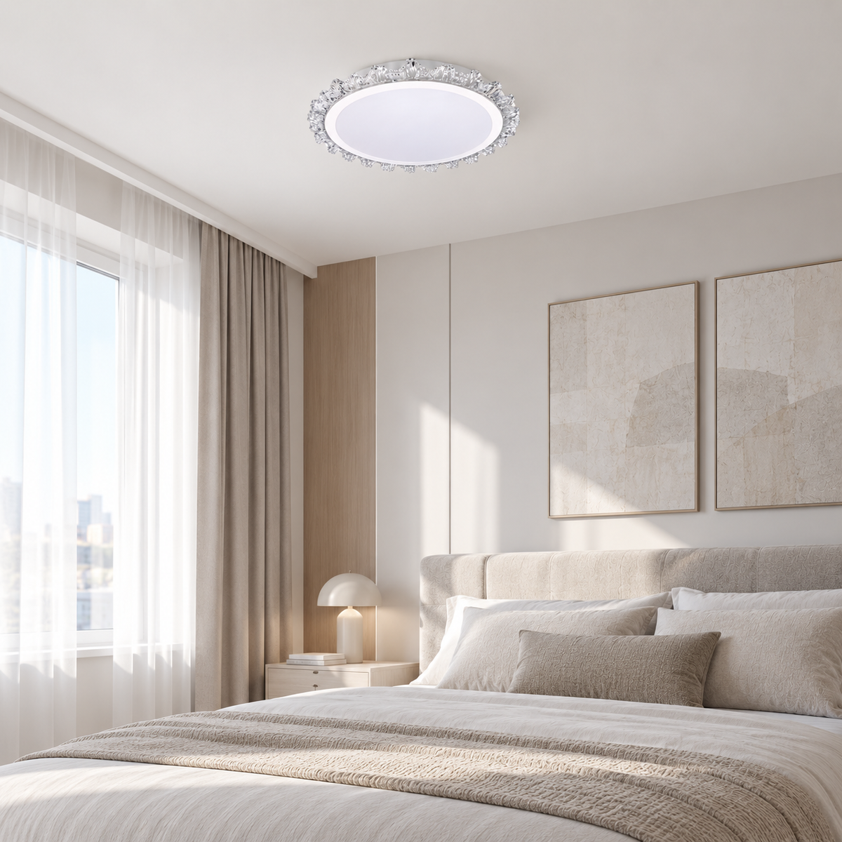 Люстра стельова біла з акриловим декором D-50 cm Led 54W White Silvia 260931-100008955