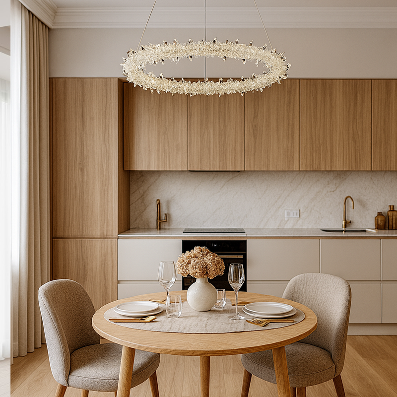 Люстра золота підвісна з пультом та з кришталевим плафоном D-40 cm/ 50 cm/ 60 cm Led Gold Crystal Shine 1 Diamond 251176-100006665