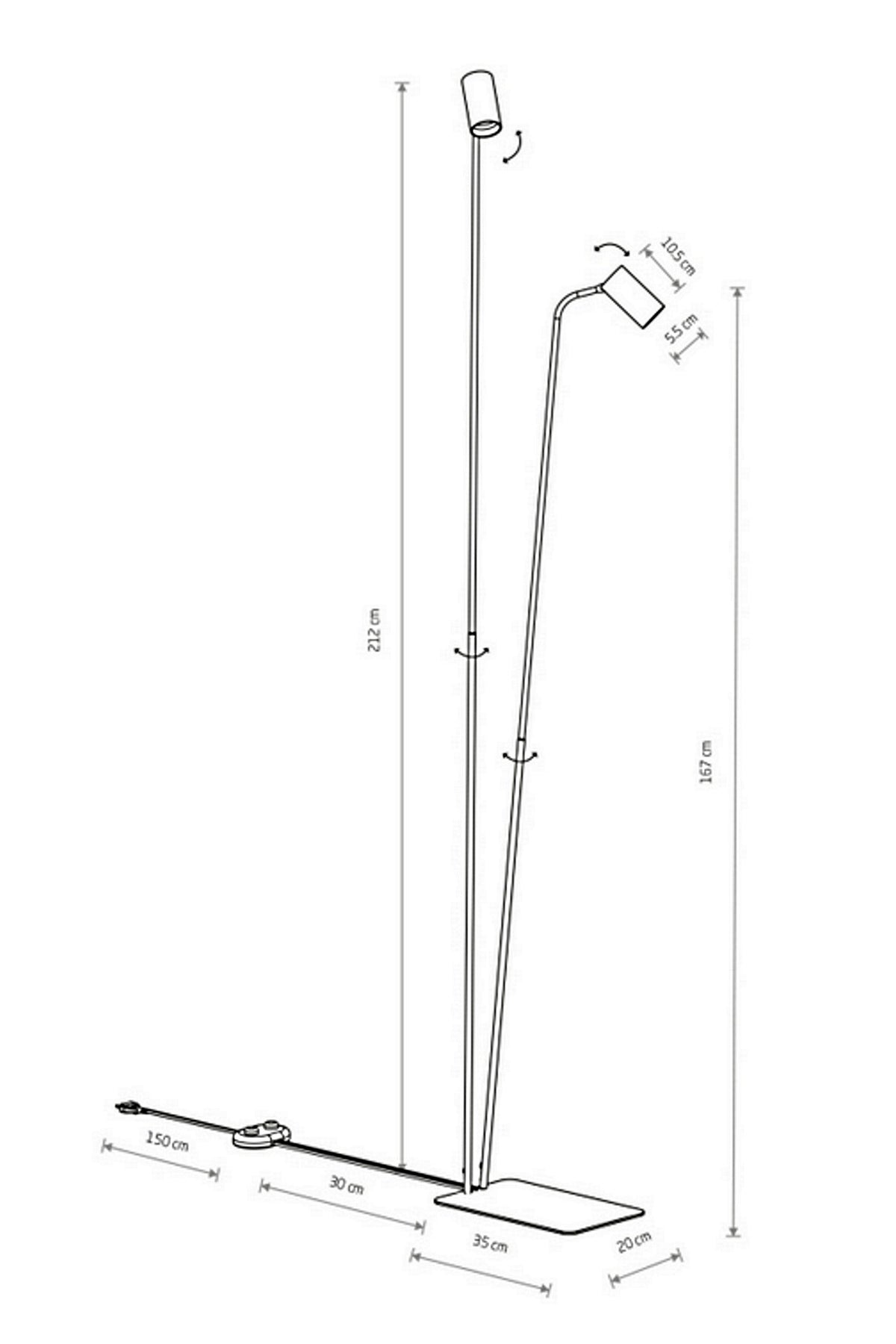 Торшер чорний H-216 cm GU10 Black Mustache 251210-100006993