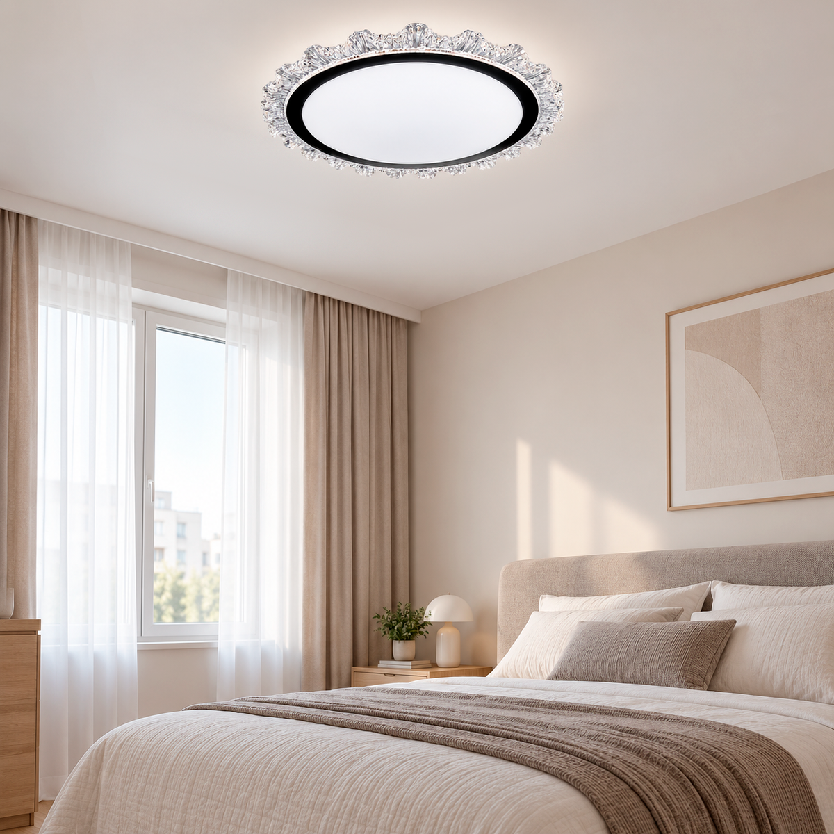 Люстра стельова чорна з акриловим декором D-50 cm Led 50W Black Bielinda 260931-100008959
