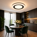 Стельова люстра чорна з акриловим плафоном D - 50 cm H - 7,5 cm Led 68W Black Crystal Circle 260531-100007969
