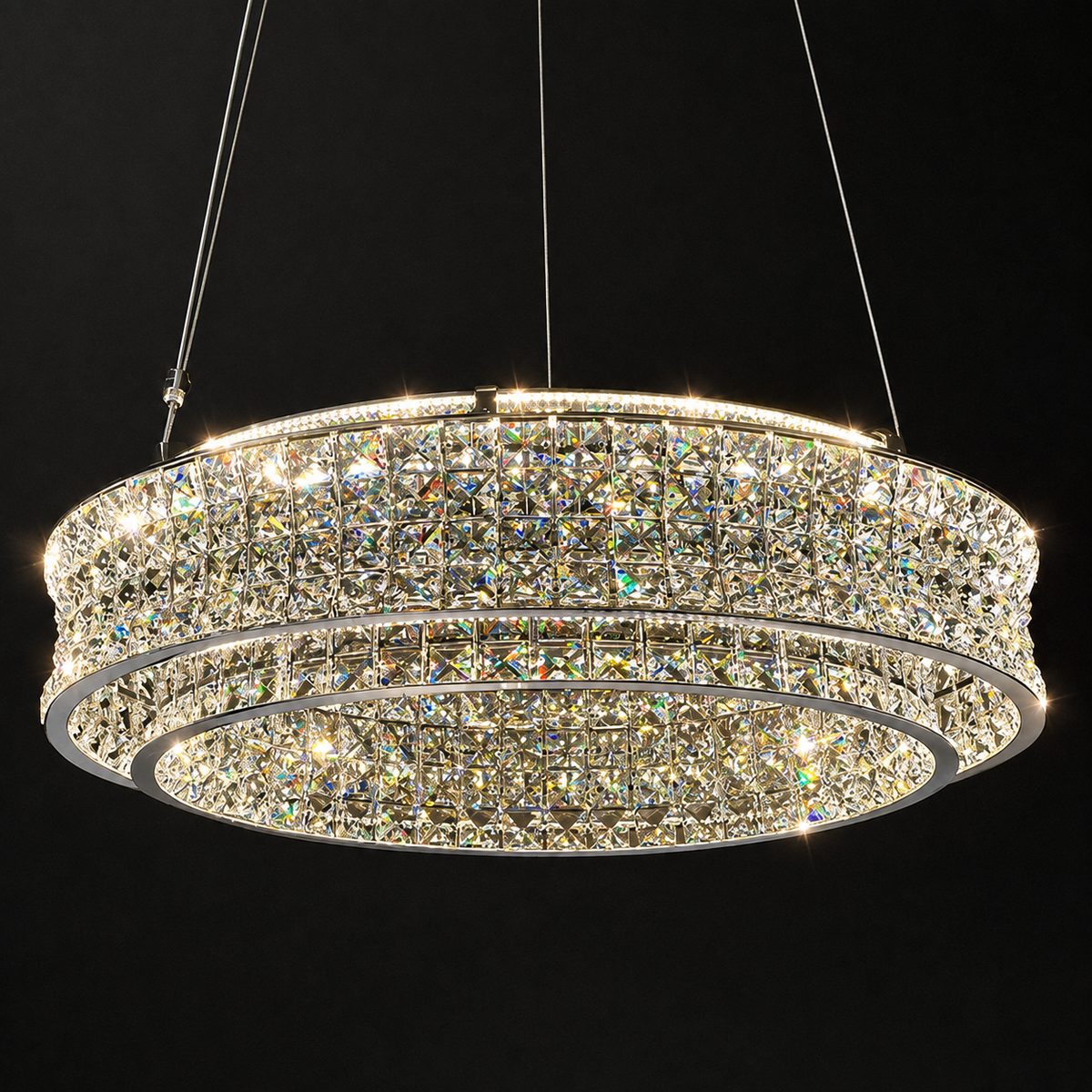 Люстра підвісна хромова з кришталевим плафоном D-60 cm Led 120W Chrome Crystal Shimmer 260822-100008752