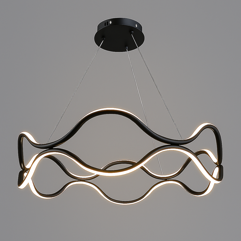 Люстра чорна підвісна світлодіодна D-60 cm Led 105W Wave Black 251188-100006584