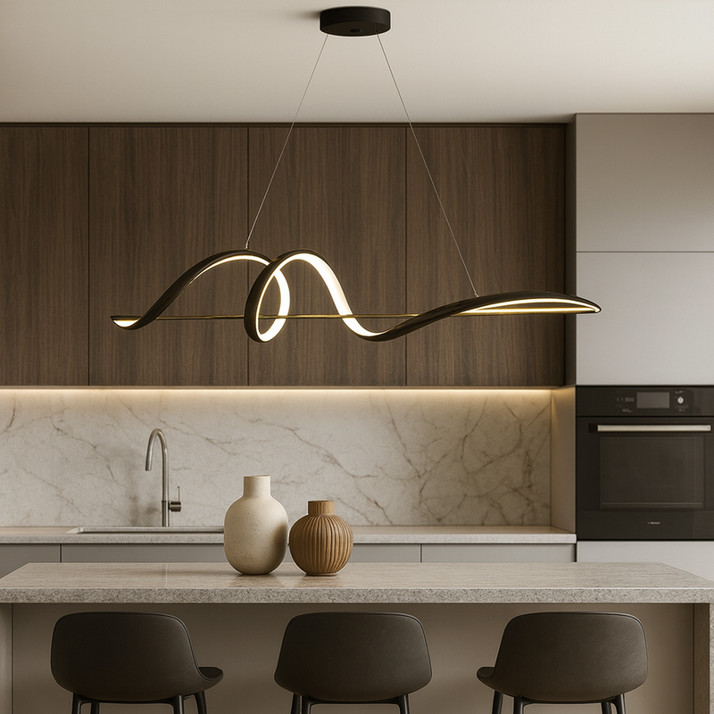 Люстра чорна видовжена L- 120 cm W-28 cm Led 115W Black Line Wave 251088-100006354