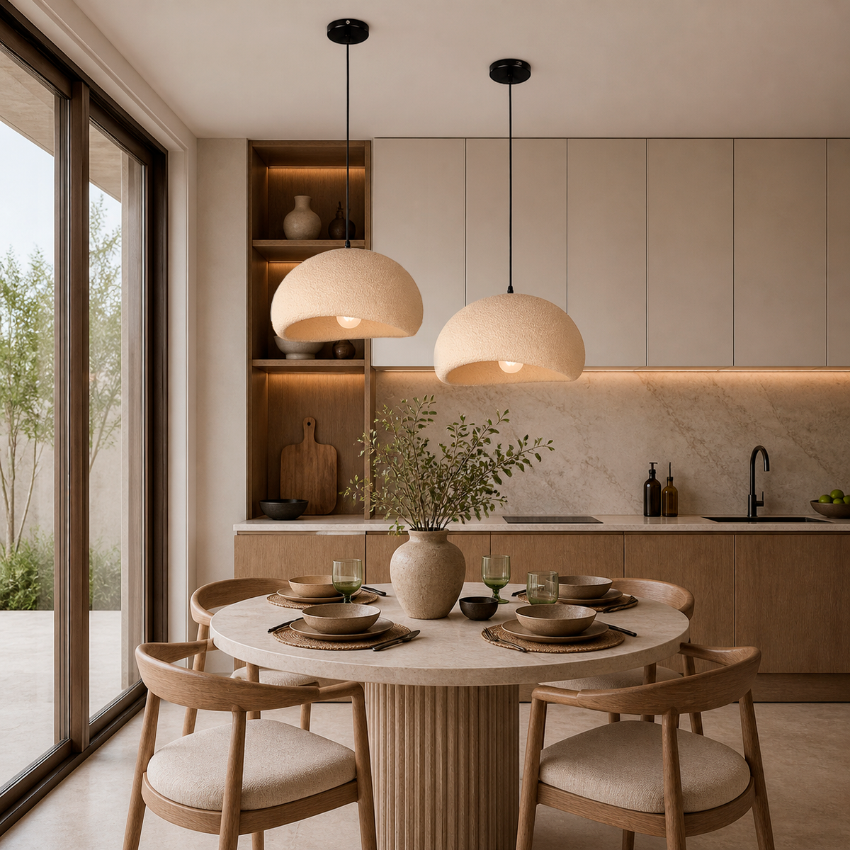 Підвісний світильник бежевий L-30 cm / 40 cm / 60 cm E27 Beige Wabi Sabi 260531-100007896