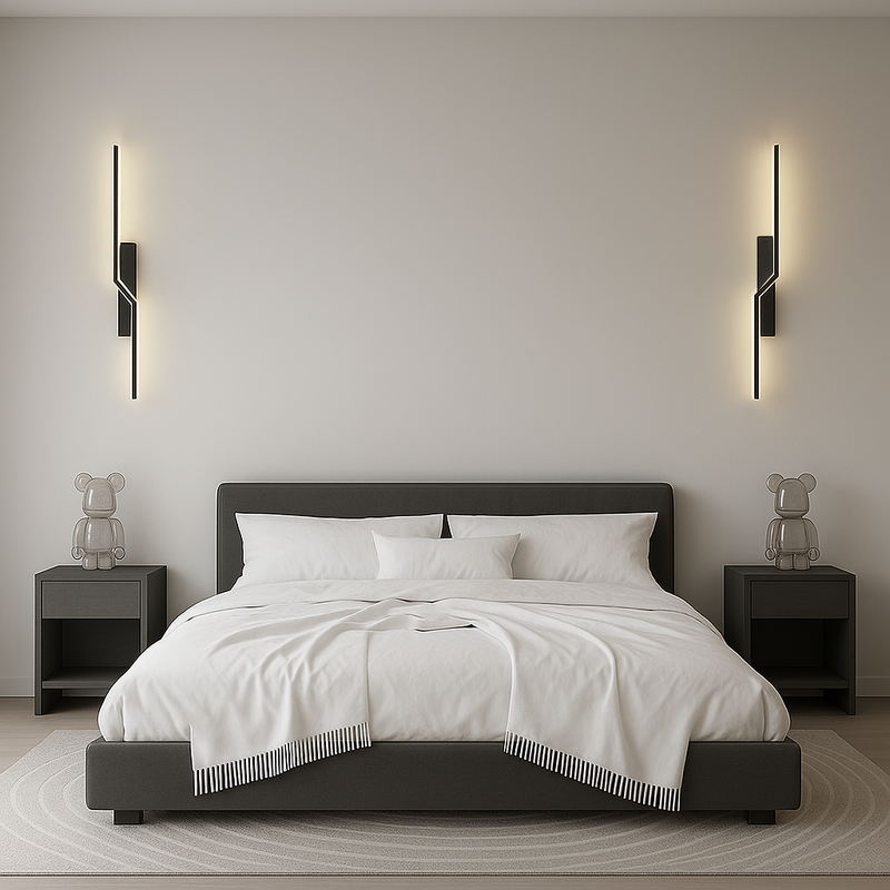 Бра чорне світлодіодне Left / Right H-60 cm/H-100 cm Led 13W/8W Black Double lines 230718-100002333