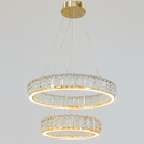 Люстра золота подвійна кільцева з кришталевим плафоном з візерунком 60+40 cm / 80+50 cm Gold Double Crystal Lattice Nice 251235-100006781