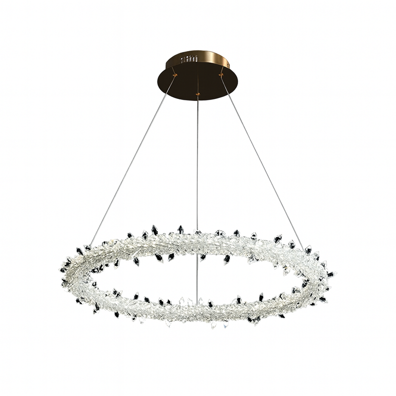 Люстра золота підвісна з пультом та з кришталевим плафоном D-40 cm/ 50 cm/ 60 cm Led Gold Crystal Shine 1 Diamond 251176-100006665