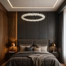 Люстра срібна підвісна з пультом та з кришталевим плафоном D-40 cm/ 50 cm Led Chrome Crystal Shine 1 Circle 251176-100006666