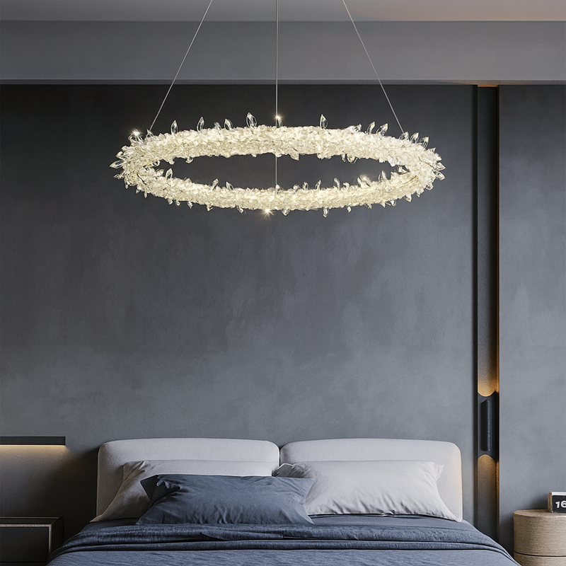 Люстра золота підвісна з пультом та з кришталевим плафоном D-40 cm/ 50 cm/ 60 cm Led Gold Crystal Shine 1 Diamond 251176-100006665