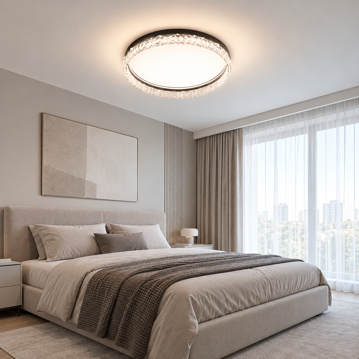 Стельова люстра чорна з акриловим плафоном D - 48,5 cm H - 9 cm Led 60W Black Crystal Circle 260531-100007968