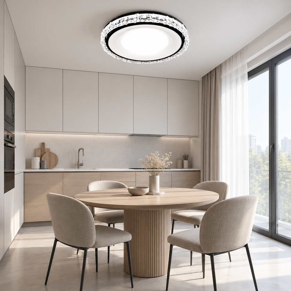 Стельова люстра чорна з акриловим плафоном D - 48 cm H - 8 cm Led 56W Black Crystal Circle 260531-100007970