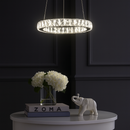 Люстра підвісна срібна кільцева зкришталевим плафоном та з пультом D - 40 cm / 50 cm / 60 cm/ 70 cm Led Chrome Crystal Diamond 251176-100006667