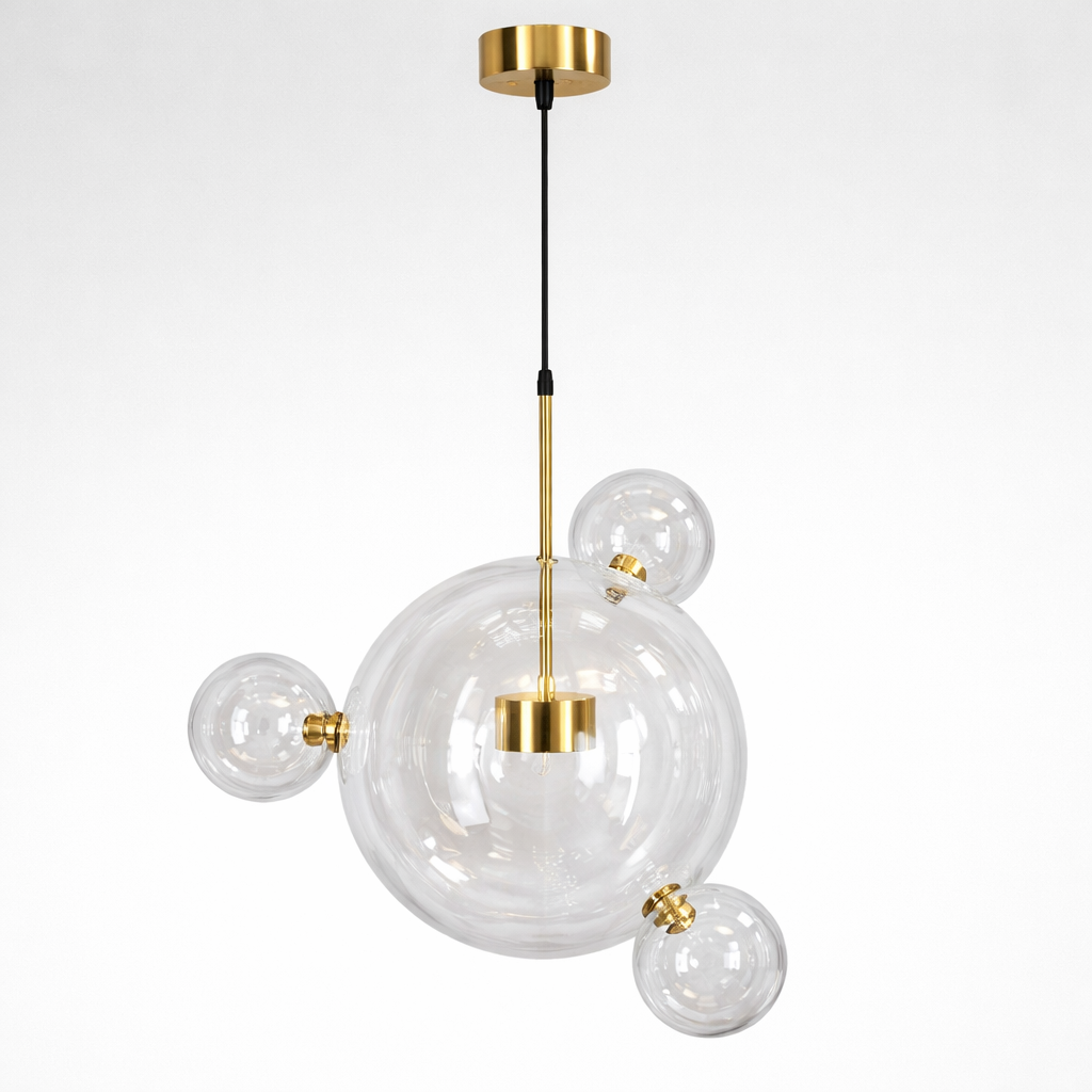Світильник золотий підвісний з прозорим плафоном D-40 cm Led 15W Bubble 3 Gold+Transparent 260335-100007676