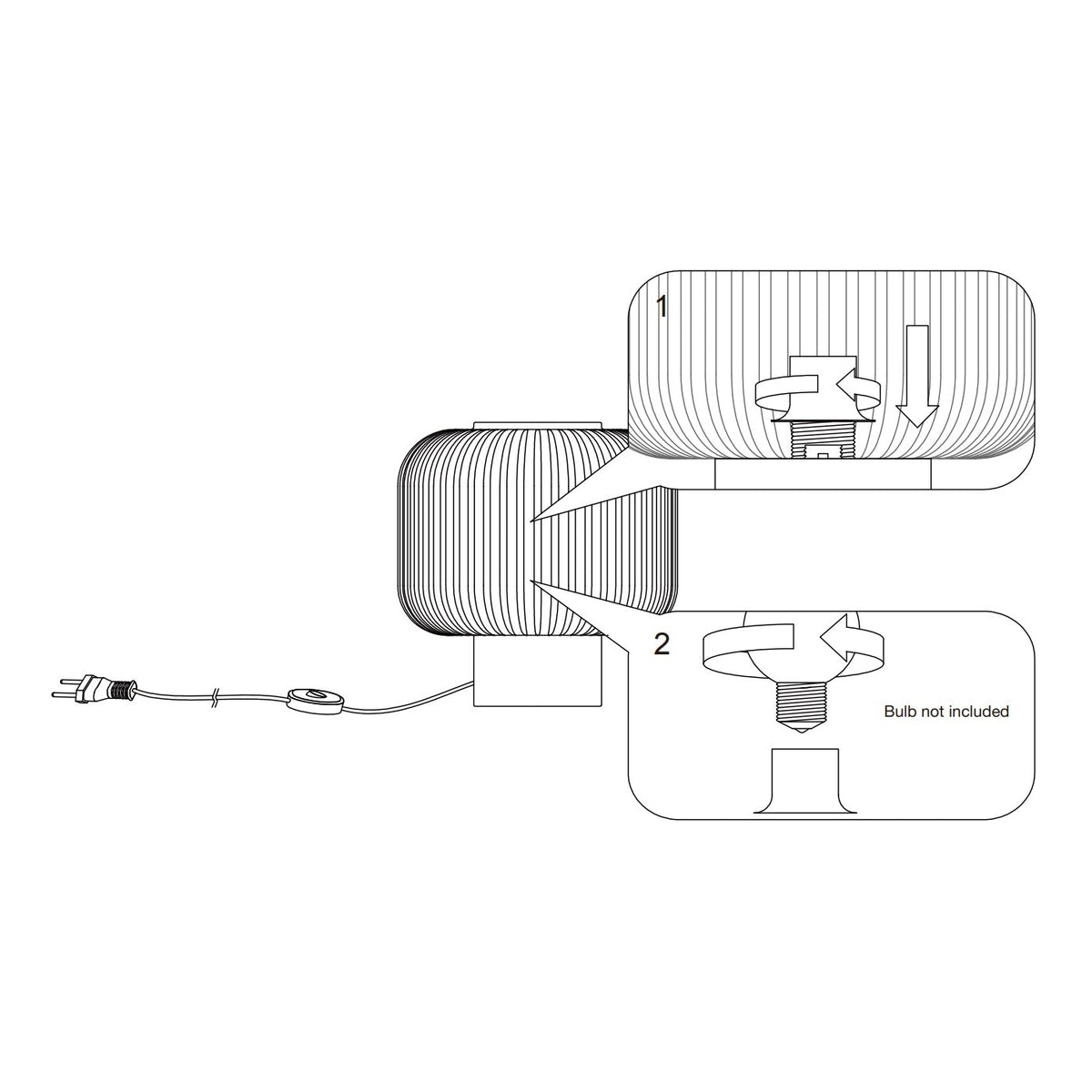 Настільна лампа з вимикачем H-22 cm D-20 cm E27 Black+White Gofre 260109-100007160
