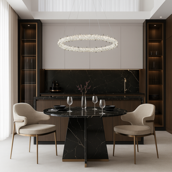 Люстра золота підвісна з пультом та з кришталевим плафоном D-40 cm/ 50 cm/ 60 cm Led Gold Crystal Shine 1 Diamond 251176-100006665