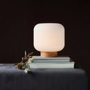 Настільна лампа з вимикачем H-22 cm D-20 cm E27 Wooden+White Gofre 260109-100007162