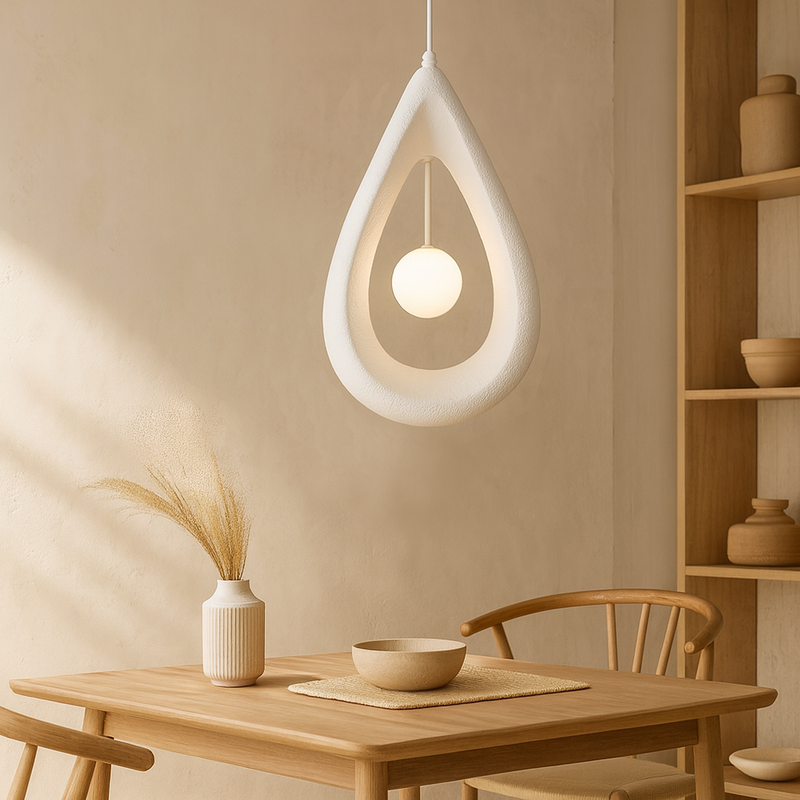 Гіпсовий білий підвісний світильник H-50 cm G9 White Vabi sabi drop 250818-100005790