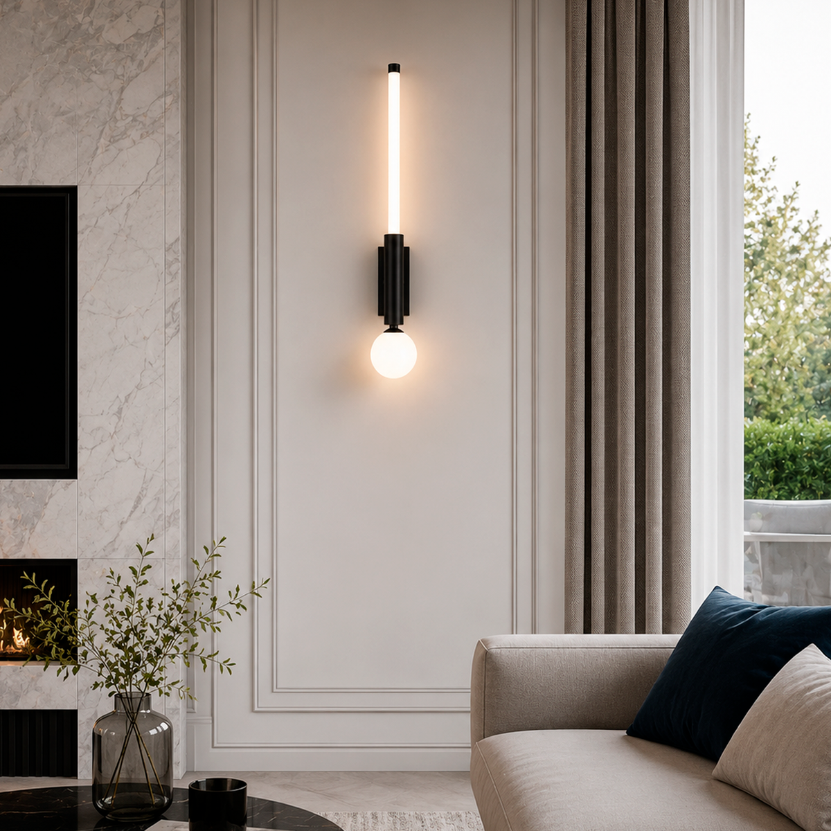 Настінний світильник чорний H-58 cm Led 7W Black+White Gallo 260619-100008262