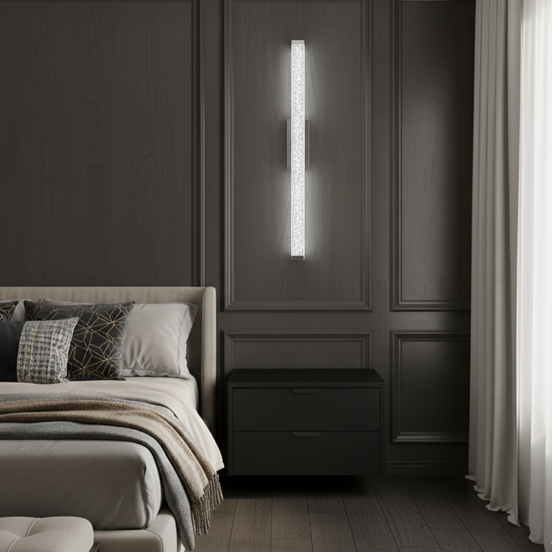 Світильник настінний срібний з кришталевим плафоном H-60 cm Led 22W Chrome Crystal diamond Plane 251176-100006674