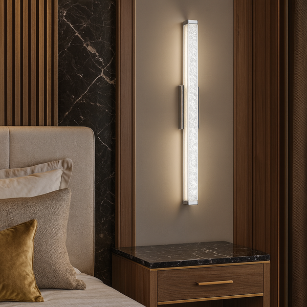 Світильник настінний срібний з кришталевим плафоном H-60 cm Led 22W Chrome Crystal diamond Plane 251176-100006674