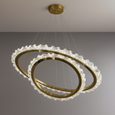 Люстра підвісна золота на 2 кільця з кришталевими плафонами з пультом D-60+40 cm Led 104W Gold Crystal diamond circles 251176-100006676
