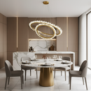 Люстра підвісна золота на 2 кільця з кришталевими плафонами з пультом D-60+40 cm Led 104W Gold Crystal diamond circles 251176-100006676