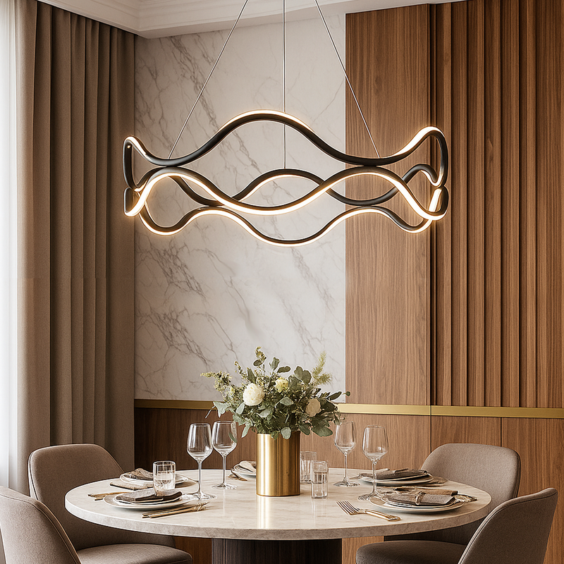 Люстра чорна підвісна світлодіодна D-60 cm Led 105W Wave Black 251188-100006584