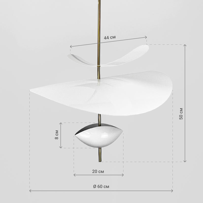 Люстра біла з пелюстками D-40 cm / D-60 cm Led 4000K White Flower 250918-100002038