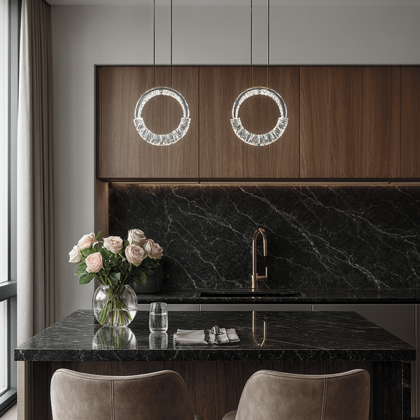 Підвісний срібний світильник з кришталевим плафоном кільцем з пультом D-26 cm Led 43W Chrome Crystal diamond S lamp 251176-100006682