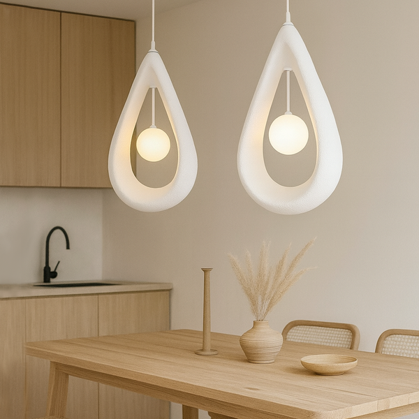 Гіпсовий білий підвісний світильник H-50 cm G9 White Vabi sabi drop 250818-100005790